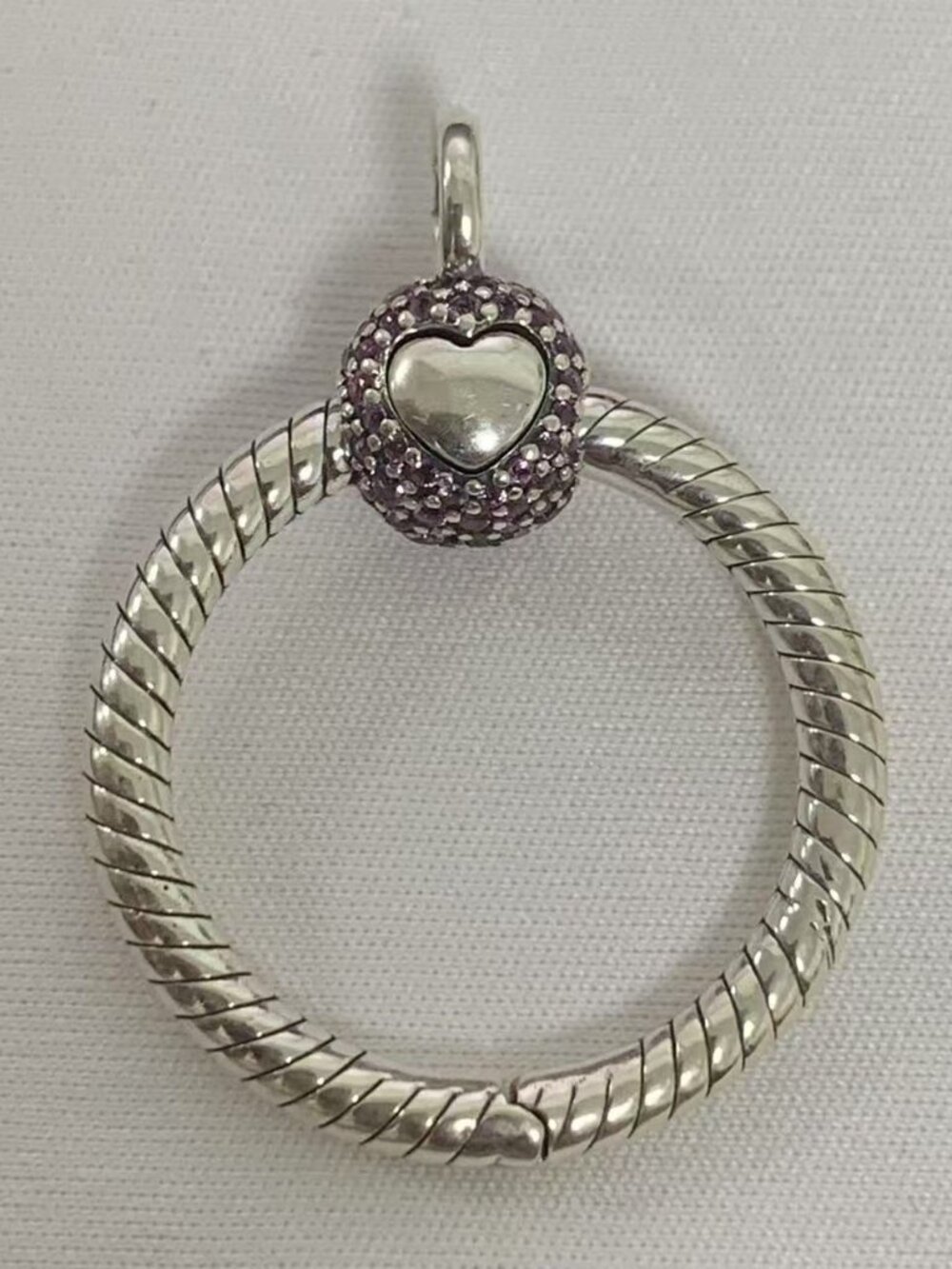 Pandora Moments Small Pink Pavé O Pendant, S925 Silver Jewelry